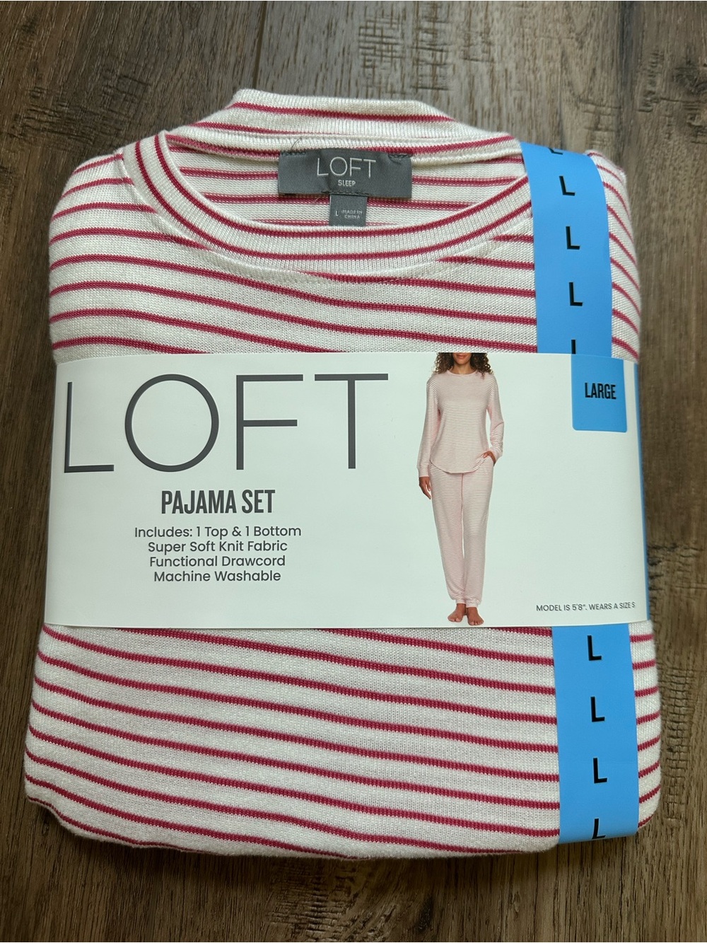 NWT! Loft Pajama Set, Pink and White Stripes, Long Sleeve, Pants, Gift, Large